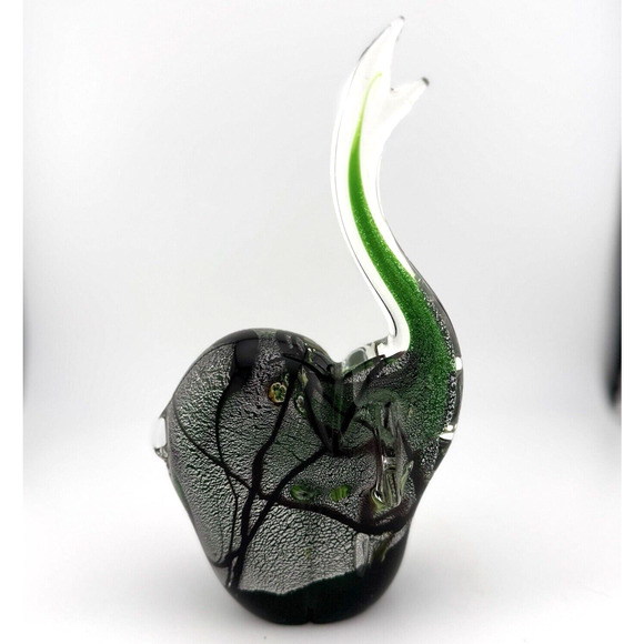 Millefiori Elephant Blown Glass Millefiori Trunk Up Paperweight 8" CHIPPED EAR - Picture 2 of 15